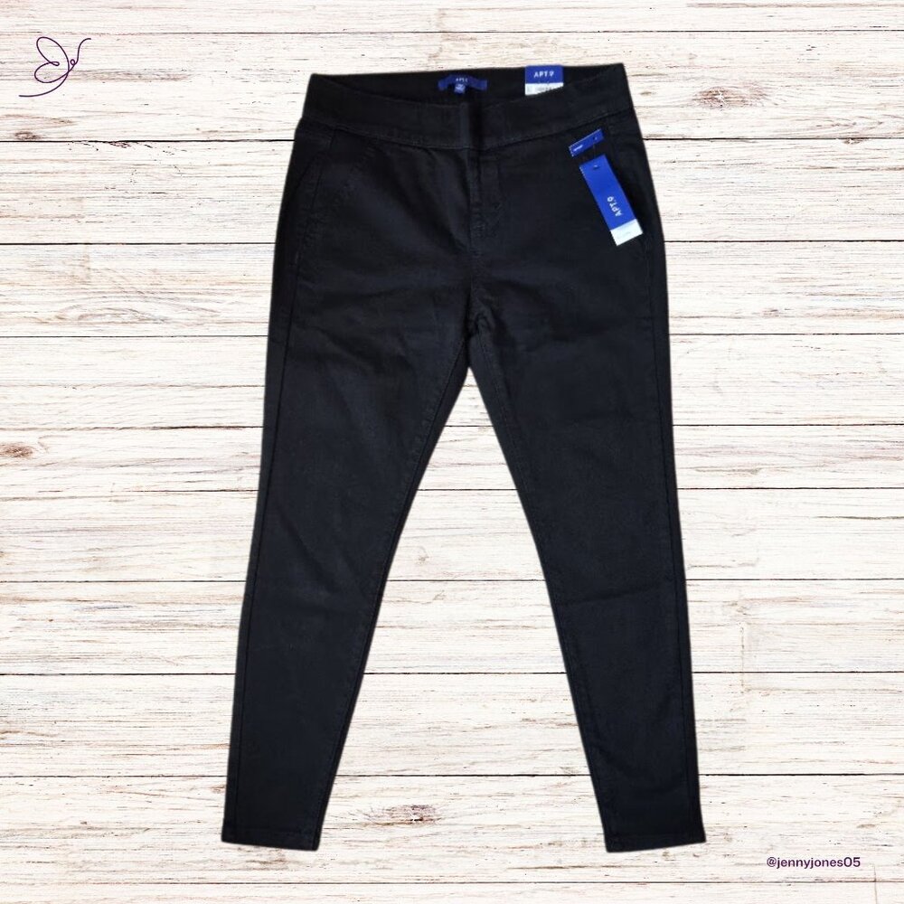 APT.9 Petite Womens Black Pull-On Skinny Jeans~NWT~Size 10P
